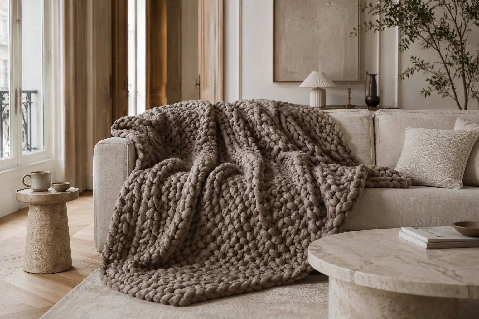 Oversized knitted blankets